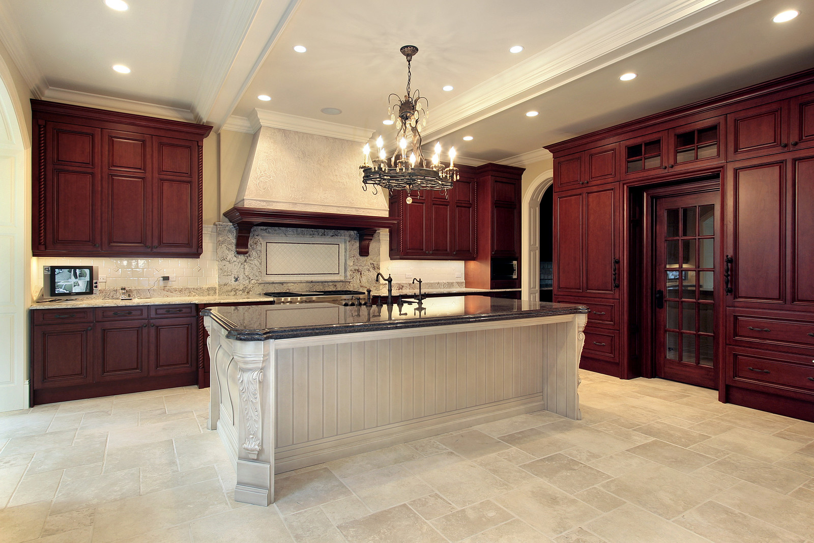 Wildfire Design & Build-Provencal Dark Cherry Wood Raised Panel Cabinets-New Kitchen Remodel
